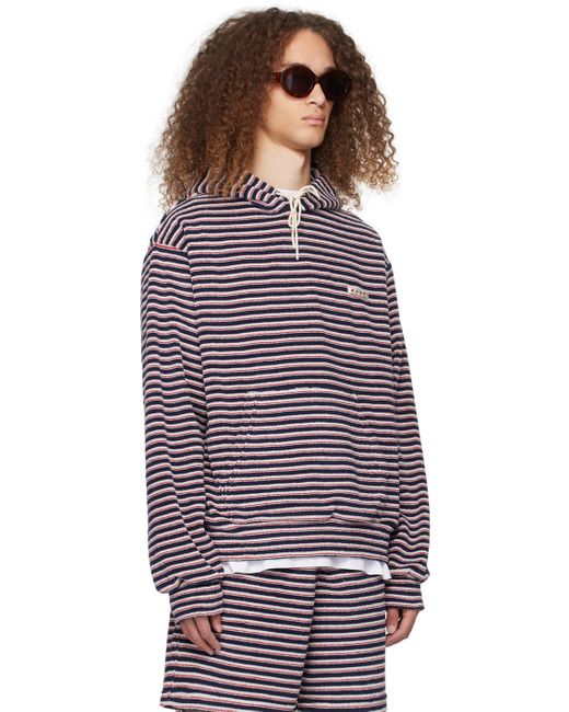 Marni Red Navy Striped Hoodie for men