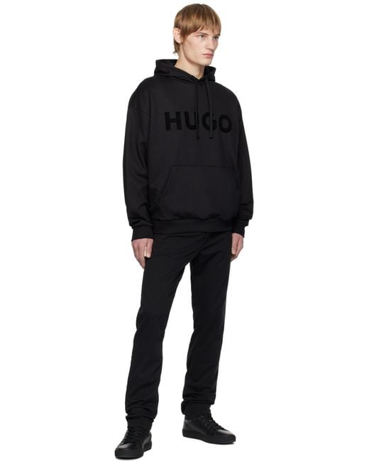 メンズ HUGO ブラック ボンディングロゴ フーディ Black
