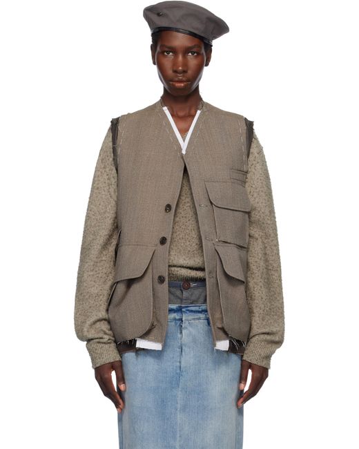 Maison Margiela ブラウン Sleeveless ウール ベスト Multicolor
