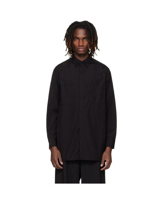 Yohji Yamamoto Black Big Standard Chain Stitch Shirt for men