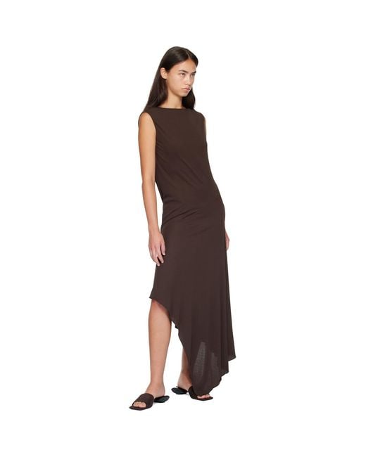 Alaïa Brown Backless Jersey Crepe Midi Dress