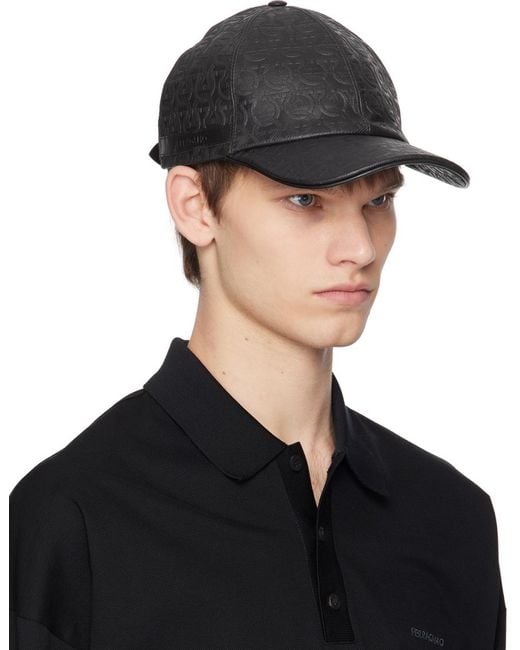 Ferragamo Black Leather Cap for men