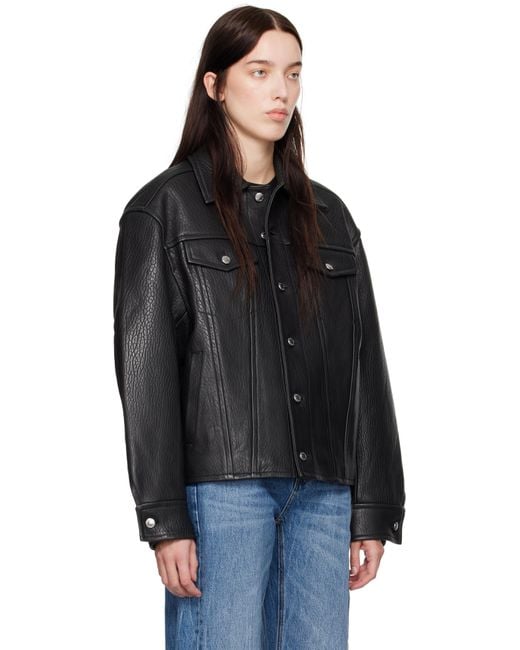 Alexander Wang ブラック ラムスキン トラッカー レザージャケット Black