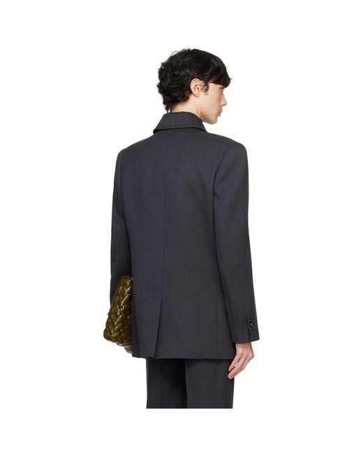 Bottega Veneta Black Wool Stretch Tricotine Blazer for men