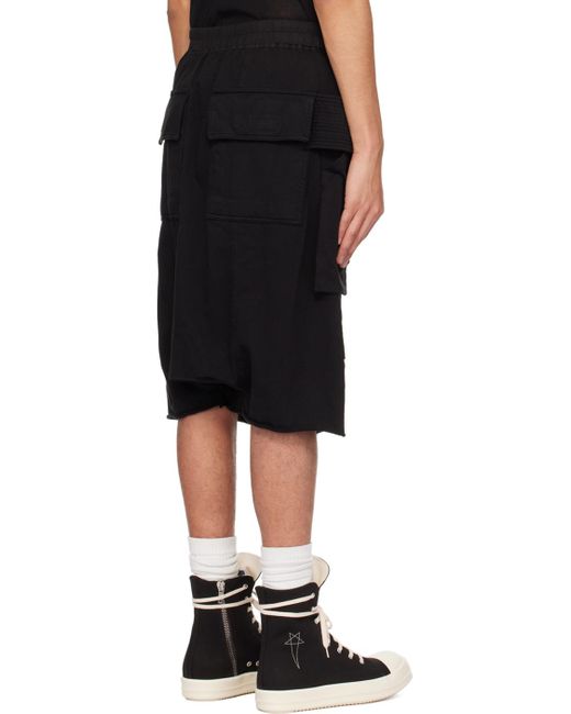 Rick Owens Black Creatch Cargo Pods Shorts for men