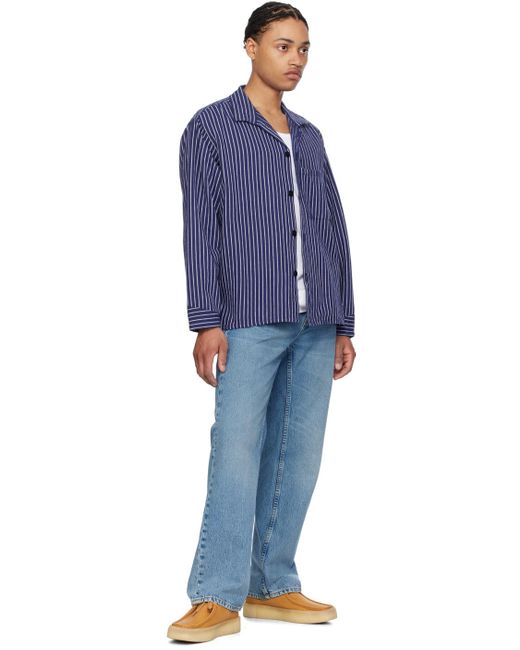 Nudie Jeans Blue Berra Long Sleeve Shirt for men