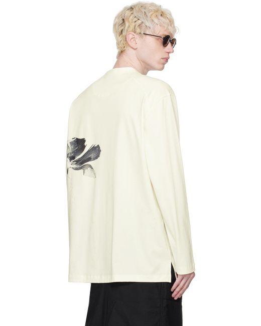 Y-3 Natural Off-white Graphic Long Sleeve T-shirt for men