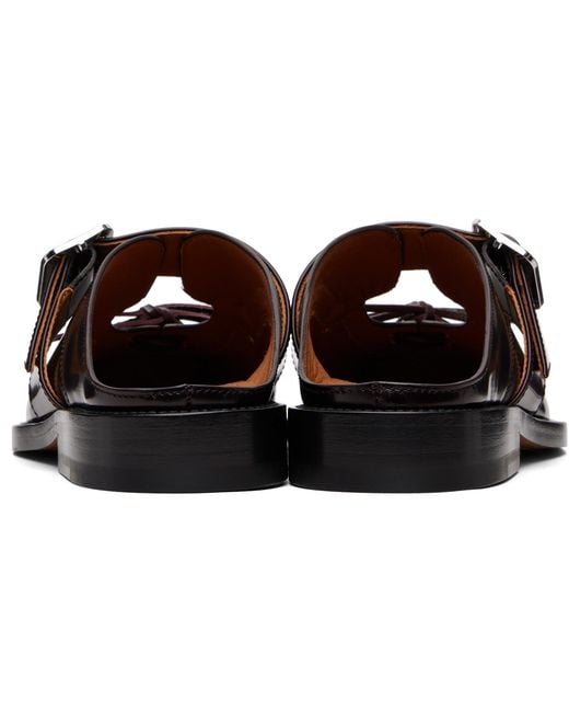 Marni Black Burgundy Bambi Buckle Slip-On Loafers