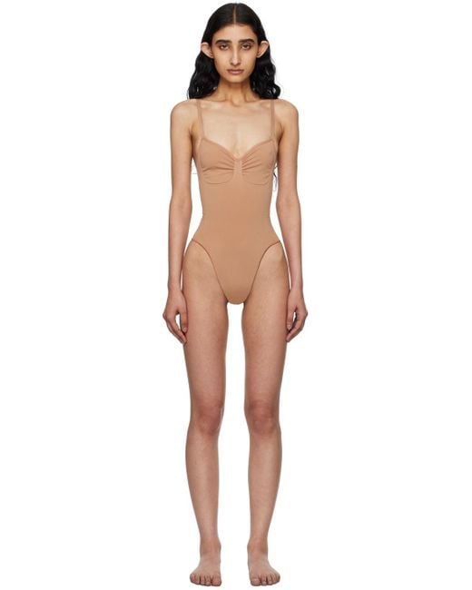 Skims Black Tan Seamless Sculpt Low Back Thong Bodysuit