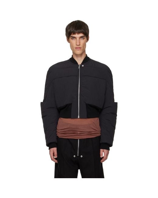 Rick Owens Black Concordians Girdered Down Bomber Jacket for men