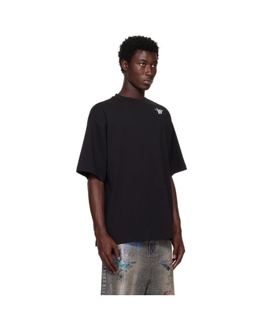 we11done Black 'Wd' Logo T-Shirt for men