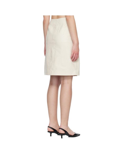 Loulou de Saison Natural Off- Gora Ostrich-Effect Wrap Leather Midi Skirt
