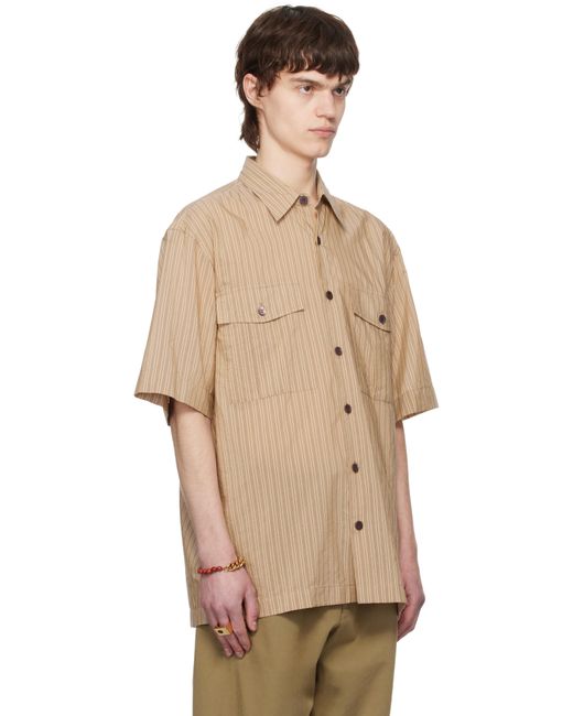 メンズ Dries Van Noten ブラウン ストライプ シャツ Natural