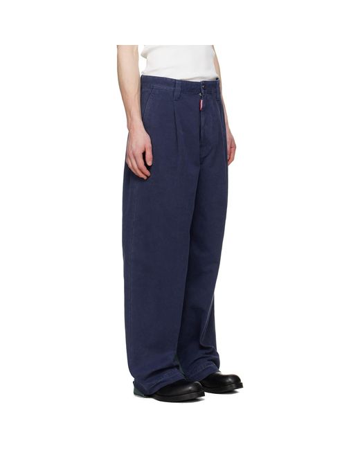 DSquared² Blue Re-Worked Colorblock Easy Zoot Trousers for men