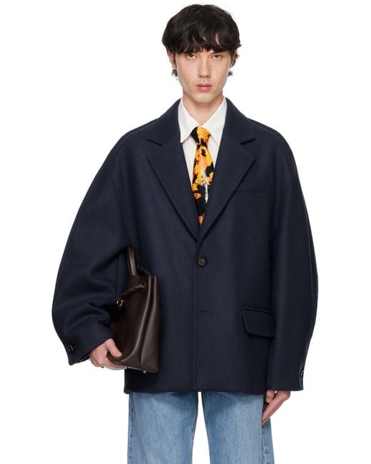 ジャケット BOTTEGA VENETA DARK BLUE WOOL BLAZER Bottega Veneta® Women's Striped Wool Jacket in Black/dark