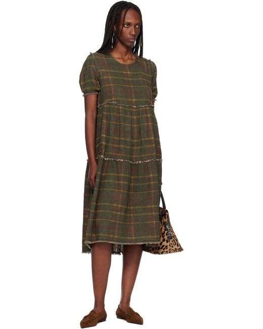 R13 Black Shredded Relaxed Reversible Midi Dress