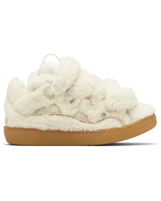 Lanvin Black Off- Curb Shearling Sneakers