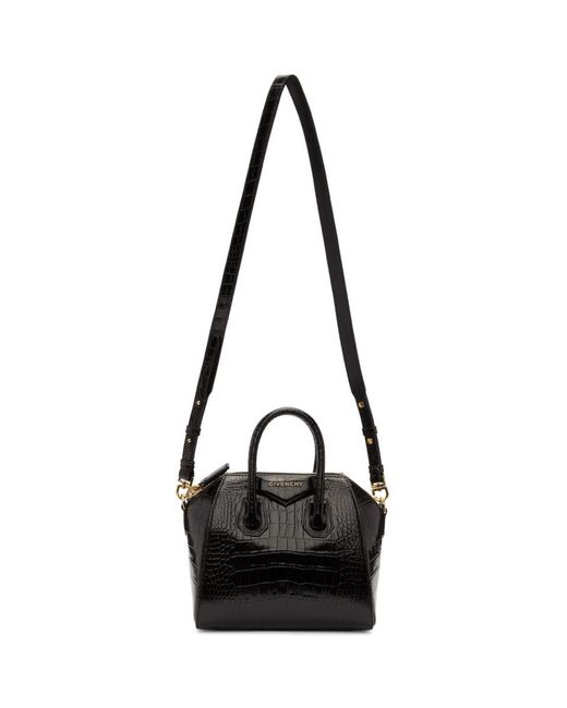 Givenchy Black Croc Mini Antigona Bag in Black - Lyst