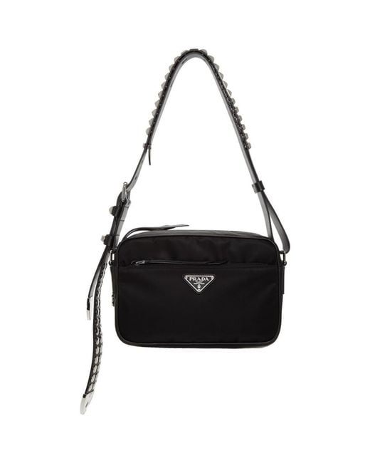 Prada Synthetic Black Studded Nylon Bag | Lyst Canada