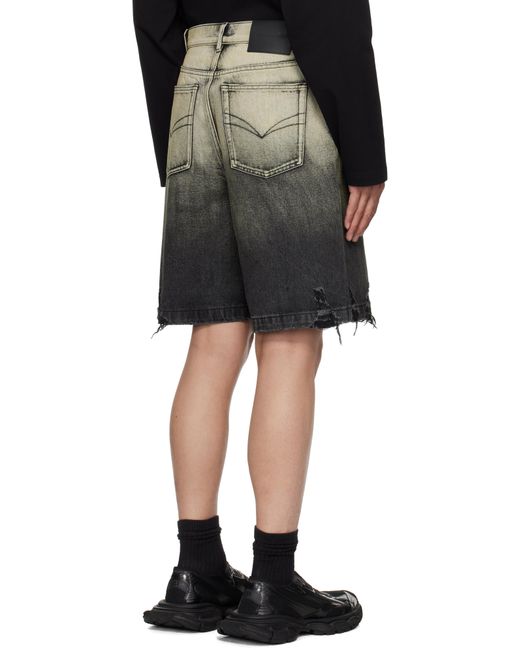 Feng Chen Wang Black Gradient Denim Shorts for men