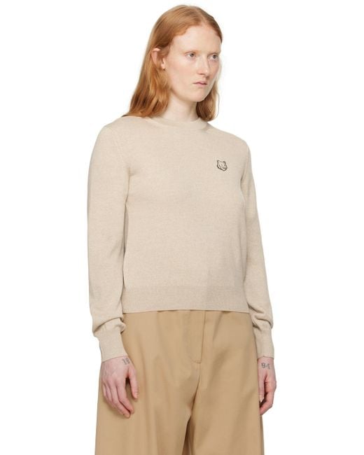 Maison Kitsuné Natural Beige Bold Fox Head Sweater