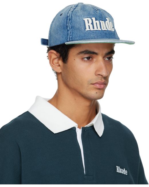 Rhude Blue Logo Denim Cap for men