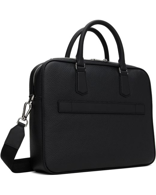 Boss Black Grained Leather Briefcase for men