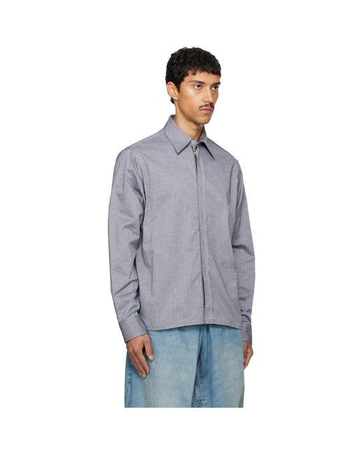 MM6 by Maison Margiela Blue Long-Sleeved Shirt for men