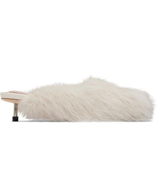 Simone Rocha White Off- Faux Fur Mule Heels