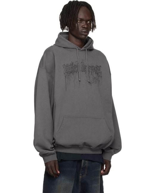 Pull À Capuche Surdimensionné Gris À Texte À Effet Dégoulinant Vetements pour homme en coloris Gray