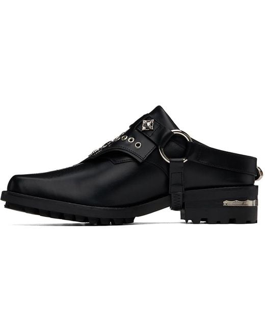 Toga Virilis Black Leather Slip-On Loafers for men