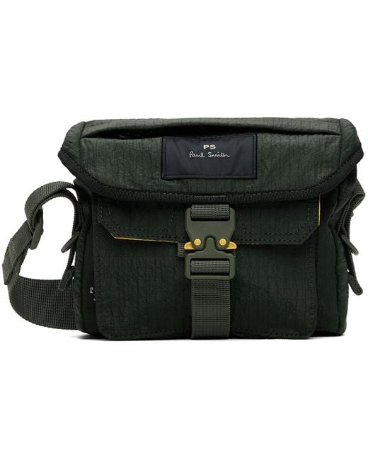 PS by Paul Smith Black Green Patch Bag for men