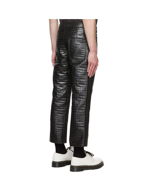 Song For The Mute Black Matelassé Faux-Leather Pants for men