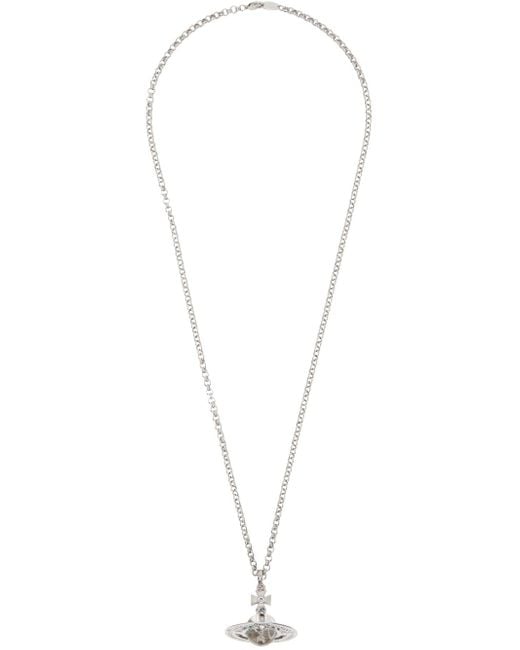 Vivienne Westwood Black Silver Small New Orb Pendant Necklace for men