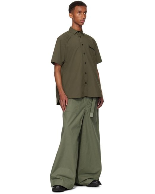 Sacai Green Khaki Ripstop Shirt for men