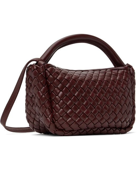 Bottega Veneta Black Burgundy Small Cobble Top Handle Bag