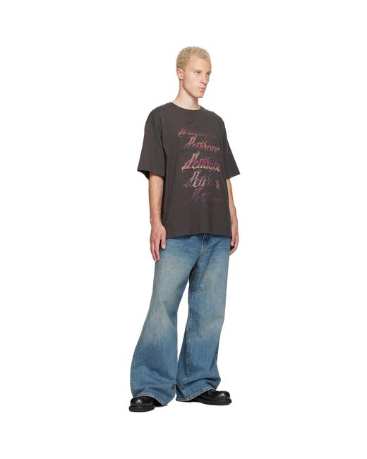 we11done Black Gradient Logo T-Shirt for men