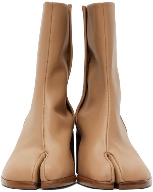 Maison Margiela レザー ベージュ Tabi 足袋 ミッド ヒール ブーツ カラー ナチュラル メンズ Lyst