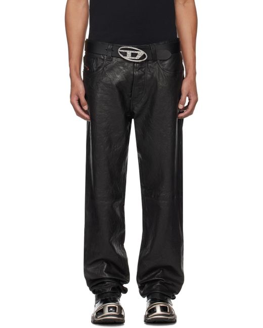 DIESEL Black P-macs-lth Leather Pants for men