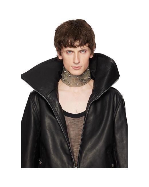 Rick Owens Black Concordians Strobe Neck Band Choker for men