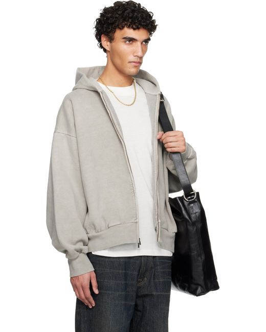 Fear Of God Gray Holiday Embroidered Classic Full Zip Hoodie for men