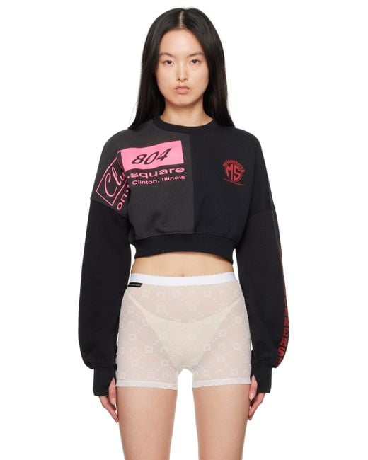 MARINE SERRE Black Regenerated Graphic Sweatshirts Cropped Sweatshirt