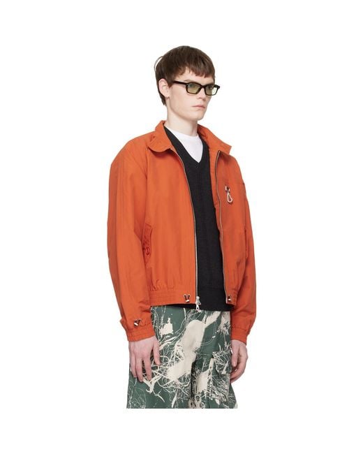 Reese Cooper Orange Nylon Cinched Harrington Jacket for men