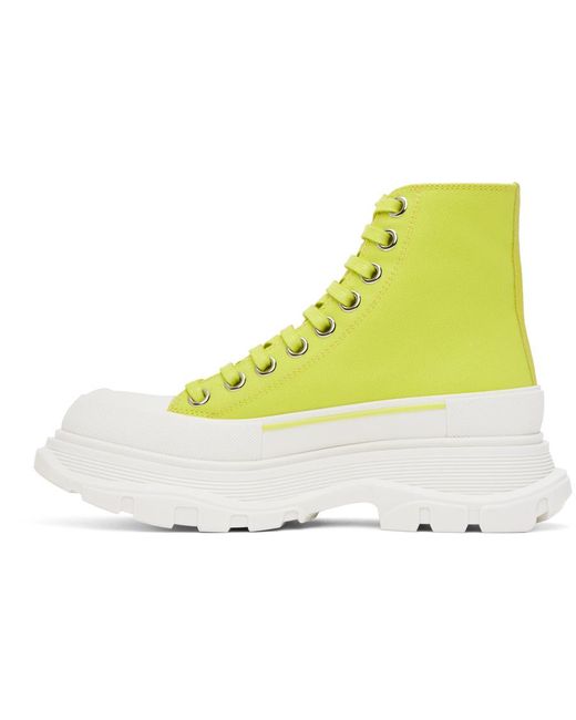 Alexander McQueen Yellow Green Tread Slick High Sneakers