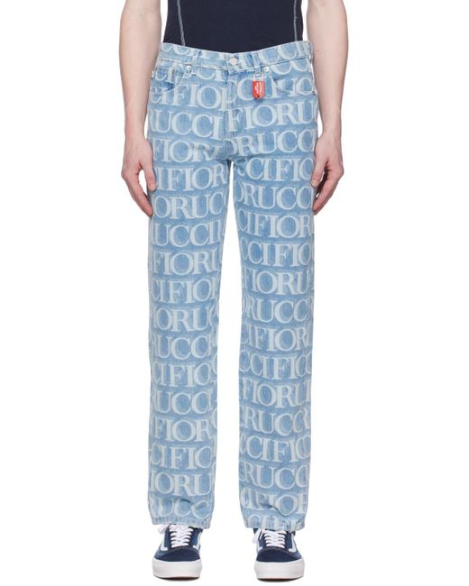 Fiorucci Blue Laser Monogram Jeans for men