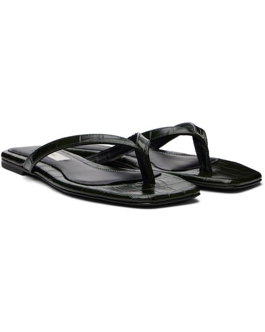 Totême  Black Croco-embossed Flip-flops