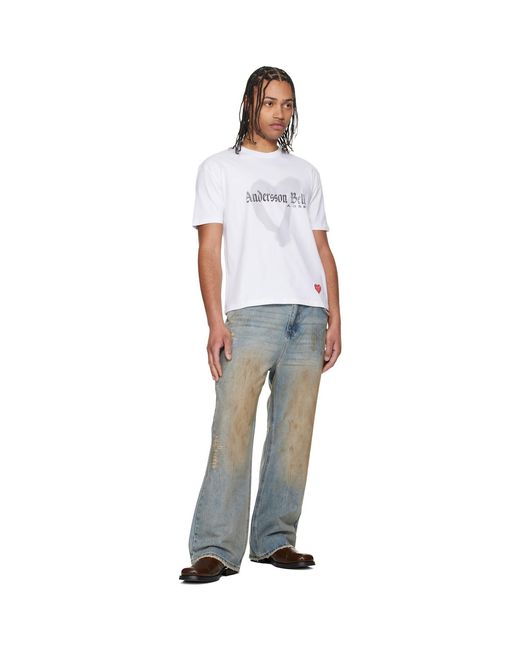 ANDERSSON BELL White Essential Heart T-Shirt for men