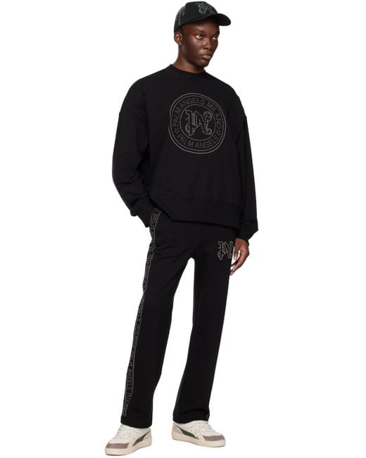 Palm Angels Black Milano Stud Sweatshirt for men
