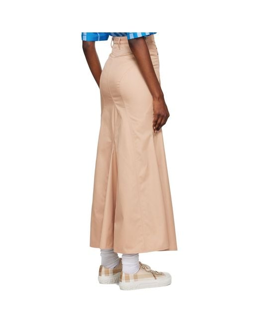 Burberry Multicolor Beige Flared Maxi Skirt