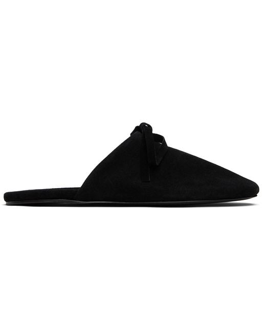 Marie Adam-Leenaerdt Black Bow Suede Slippers
